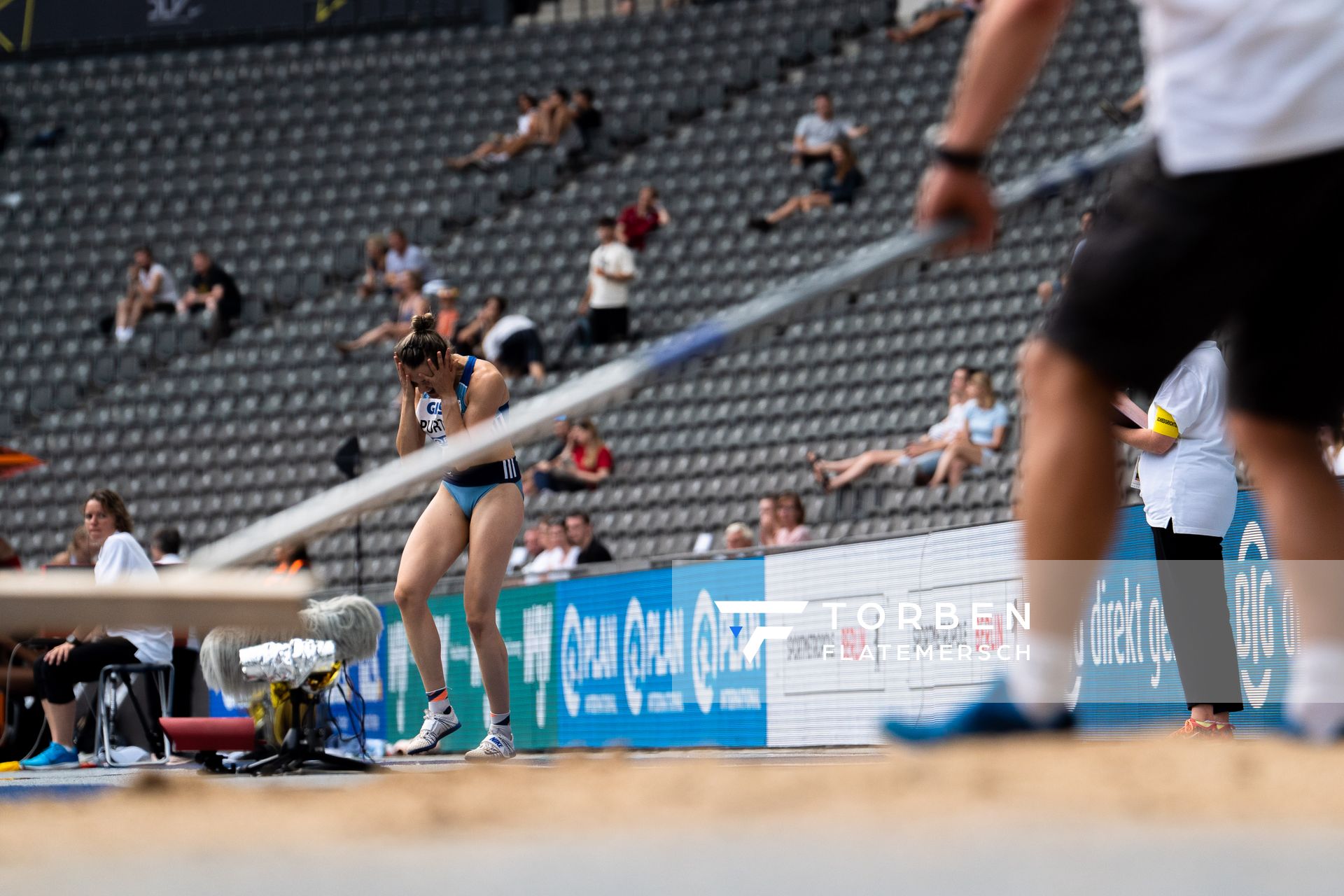 Maria Purtsa (LAC Erdgas Chemnitz) im Dreisprung waehrend der deutschen Leichtathletik-Meisterschaften im Olympiastadion am 25.06.2022 in Berlin